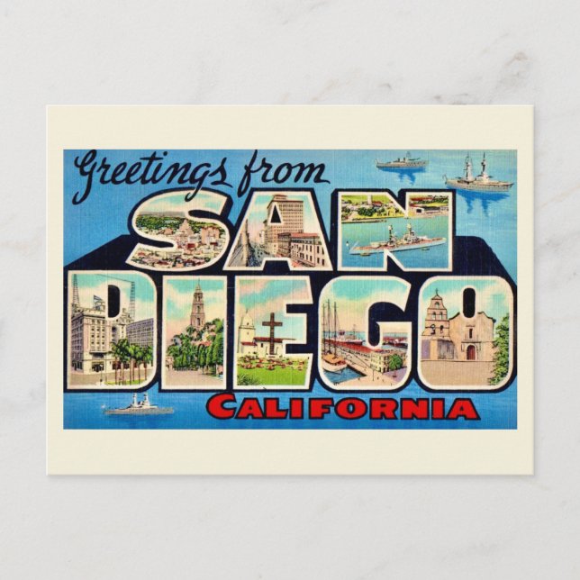 Retro San Diego Greeting Postcard Vykort (Framsida)