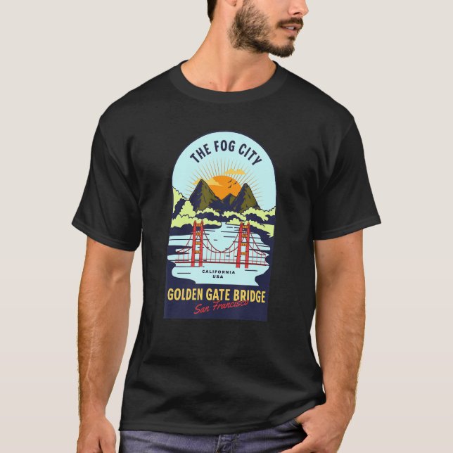 Retro San Francisco California Golden Grind Bridge T Shirt (Framsida)