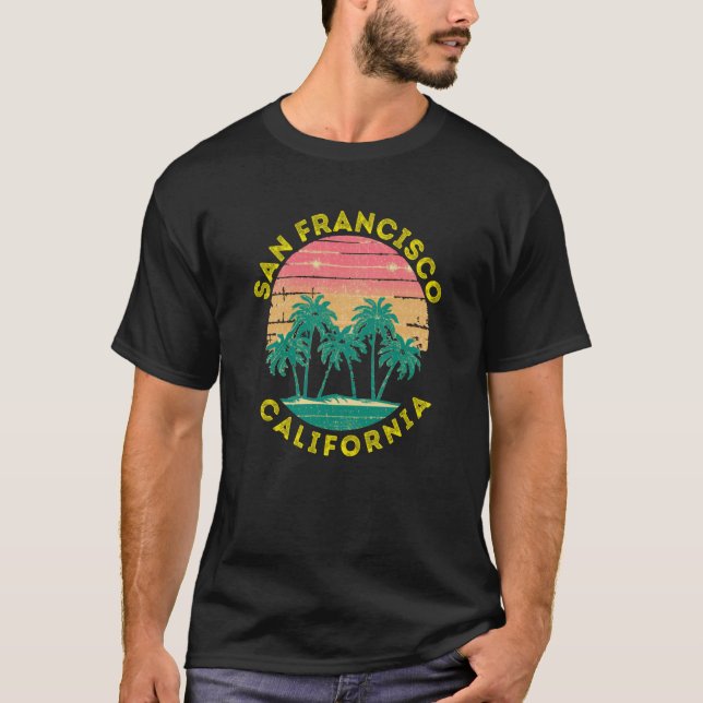 Retro San Francisco Vacation Souvenir Palm Tree T Shirt (Framsida)