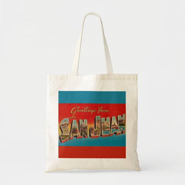 Retro San Juan HälsningsTote Tygkasse (Framsidan)