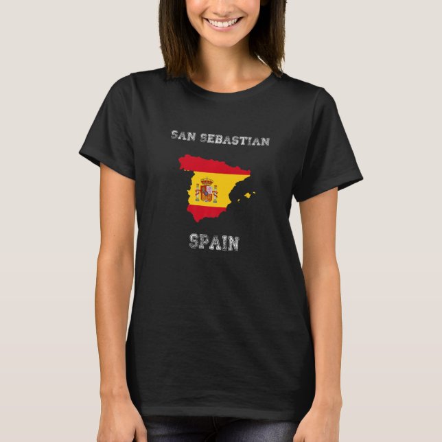 Retro San Sebastian Spanien Distress Spanien Flagg T Shirt (Framsida)