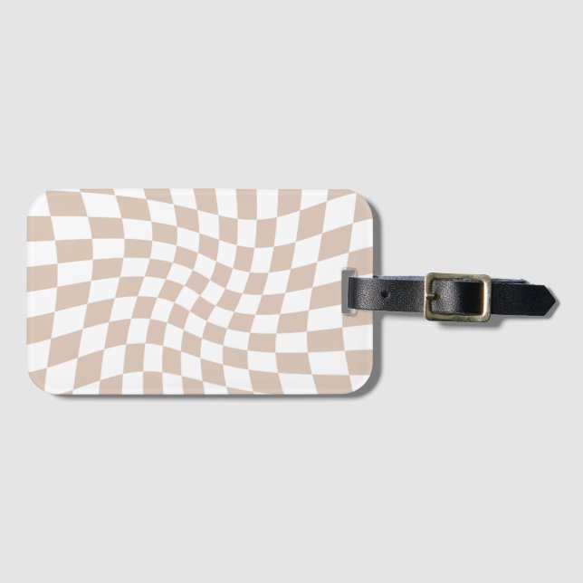 Retro Sand Ro Rosa Pastel Warpe Checkerboard Bagagebricka (Framsida horisontal)