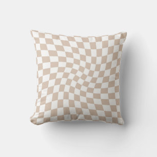 Retro Sand Ro Rosa Pastel Warpe Checkerboard Kudde