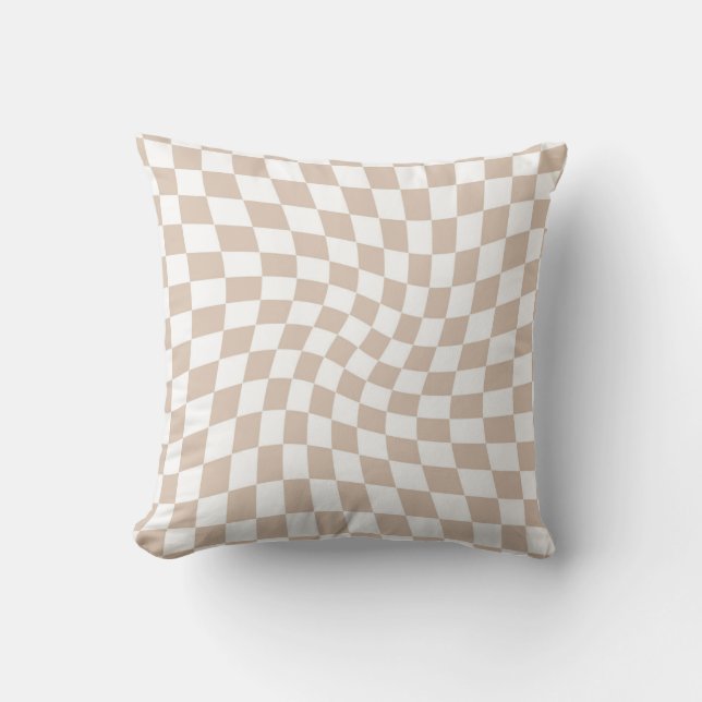 Retro Sand Ro Rosa Pastel Warpe Checkerboard Kudde (Framsida)