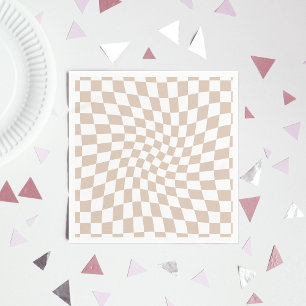 Retro Sand Ro Rosa Pastel Warpe Checkerboard Pappersservett