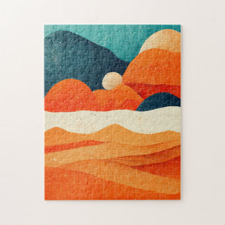 Retro Sand Streams liggande Illustration-Orange Pussel