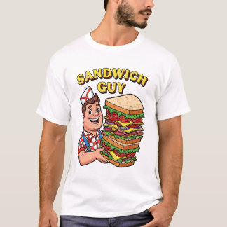 Retro "Sandwich Guy" Foodie Graphic Illustration T Shirt