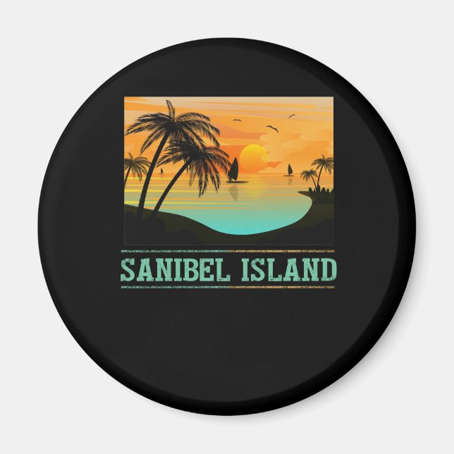 Retro Sanibel Island Florida Tropical Sunset Beach Magnet (Framsidan)
