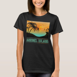 Retro Sanibel Island Florida Tropical Sunset Beach T Shirt