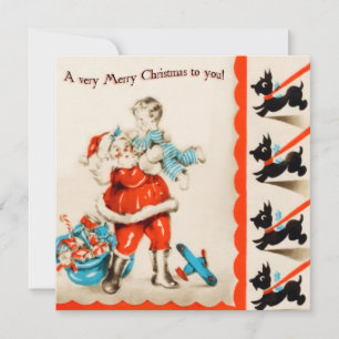 Retro Santa and Scotty Hundar, ett vanligt julkort