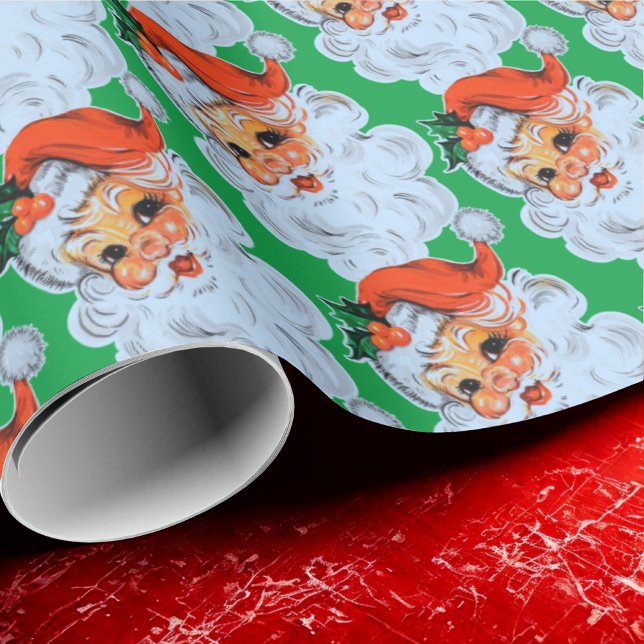 Retro Santa ansikte jul Presentpapper (Skapare uppladdad)