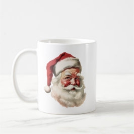 Retro Santa Ansikte med God jul Hälsning Kaffemugg