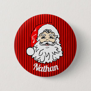 Retro Santa Ansikte Red Personlig Knapp