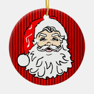 Retro Santa-ansikte rött Julgransprydnad Keramik