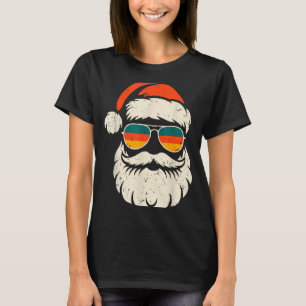 Retro Santa ansikte solglasögon Rolig jul familj O T Shirt