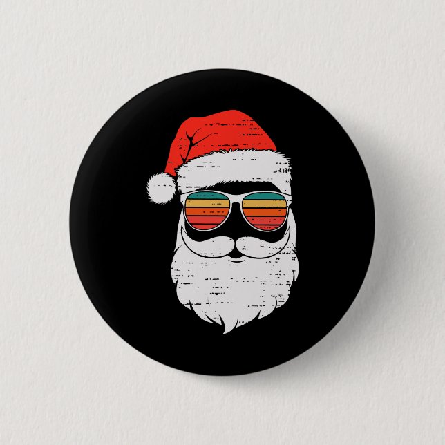 Retro Santa ansikte Sungled jul i juli sommar  Knapp (Framsida)