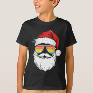 Retro Santa Ansikte Sungles jul Julafton Manar Kvi T Shirt