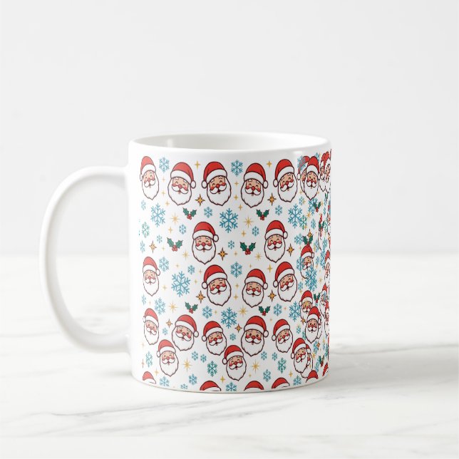 Retro Santa-ansikten Julmönster Kaffemugg (Vänster)