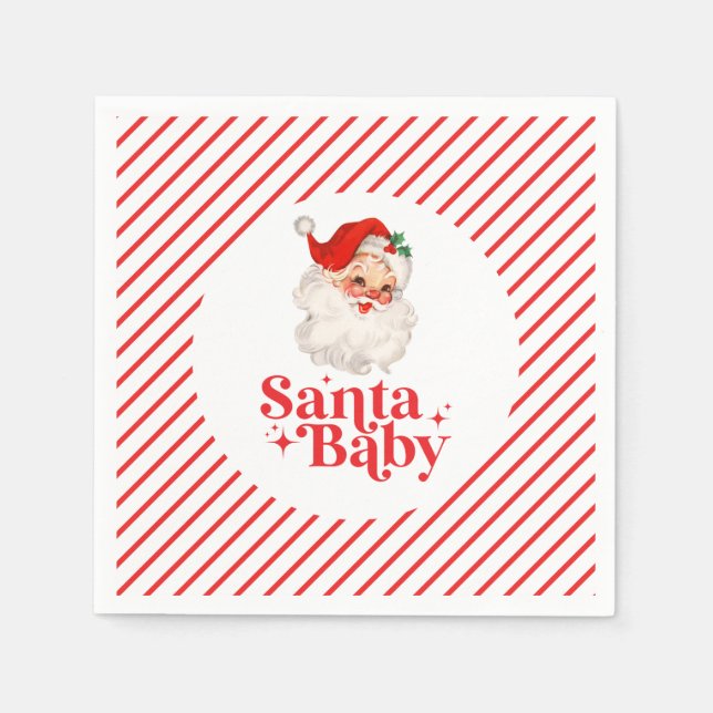 Retro Santa Baby christmas babydusch Pappersservett (Framsidan)