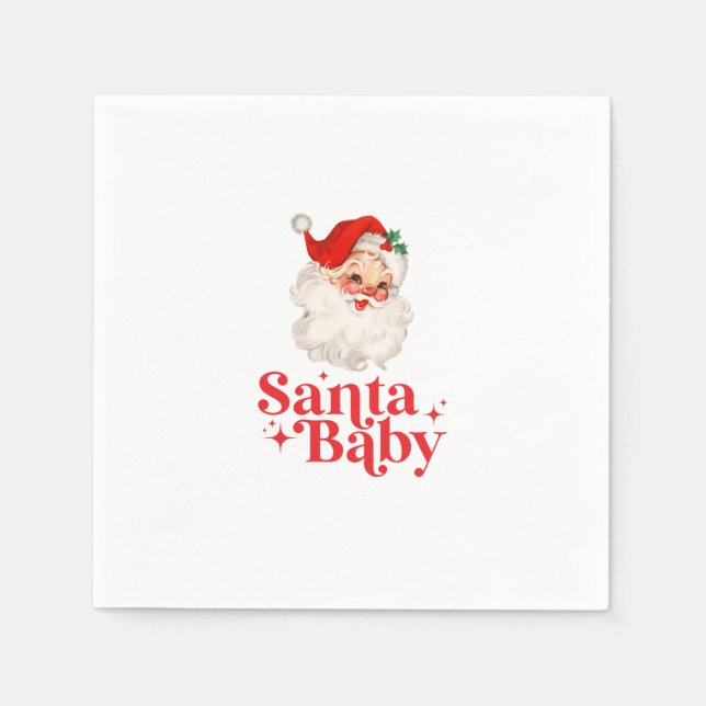 Retro Santa Baby jul bebis shower Pappersservett (Framsidan)