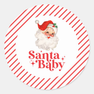 Retro Santa Baby jul bebis shower Runt Klistermärke