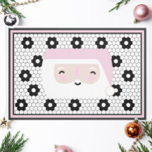 Retro Santa Black and White Tile-jul