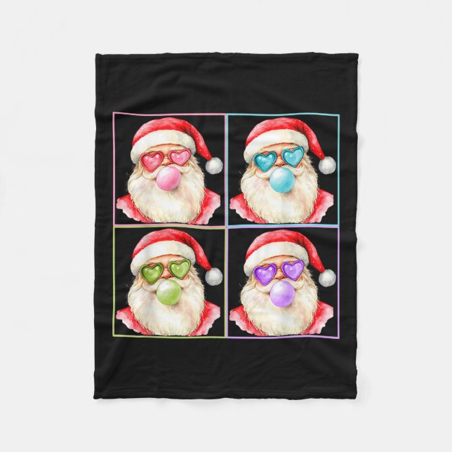 Retro Santa Blowing Bubble Gum P Art Sungles Chris Fleecefilt (Framsidan)