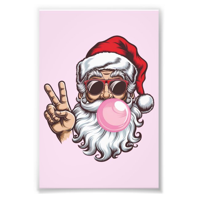 Retro Santa Blowing Bubble Vintage Fototryck (Framsidan)