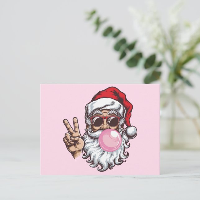 Retro Santa Blowing Bubble Vintage Helg Vykort (Stående Fram)