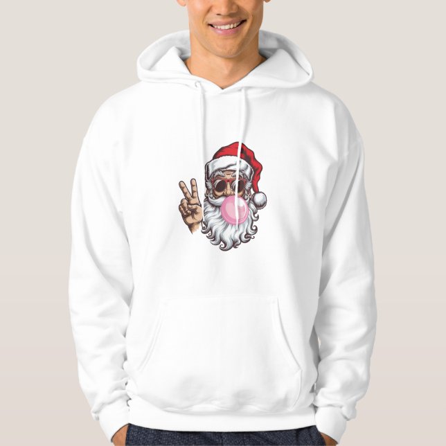 Retro Santa Blowing Bubble Vintage Hoodie (Framsida)