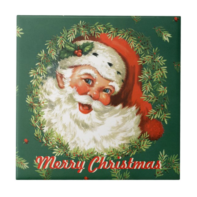 Retro Santa Ceramic Tile Kakelplatta (Framsidan)