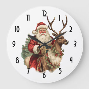 Retro Santa Classic, traditionell jul Stor Klocka
