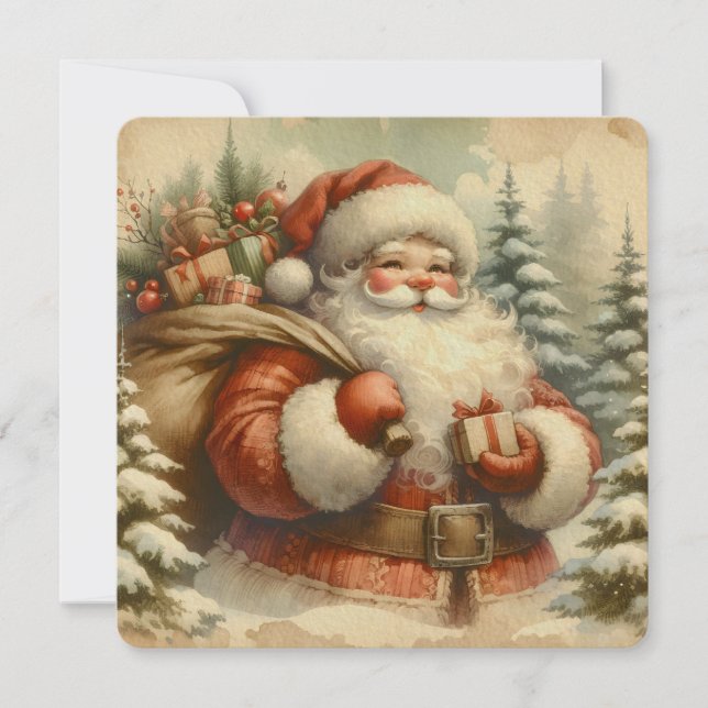 Retro Santa Claus-illustration Inbjudningar (Framsida)
