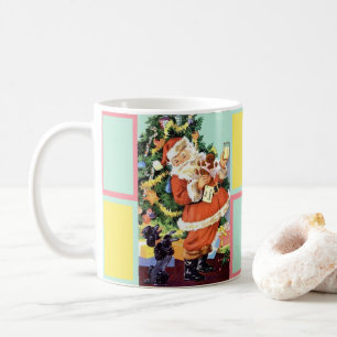 Retro Santa, Cookies och Mjölk och Dancing Pudel Kaffemugg