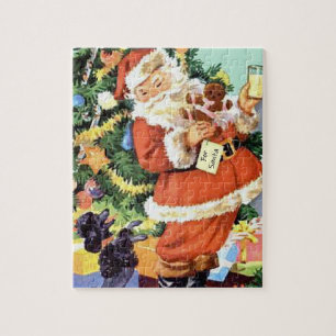Retro Santa, Cookies och Mjölk och Dancing Pudel Pussel