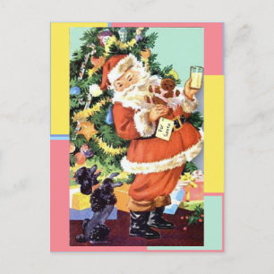 Retro Santa, Cookies och Mjölk och Dancing Pudel Vykort