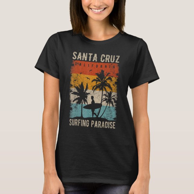 Retro Santa Cruz California Surfing Santa Cruz T Shirt (Framsida)