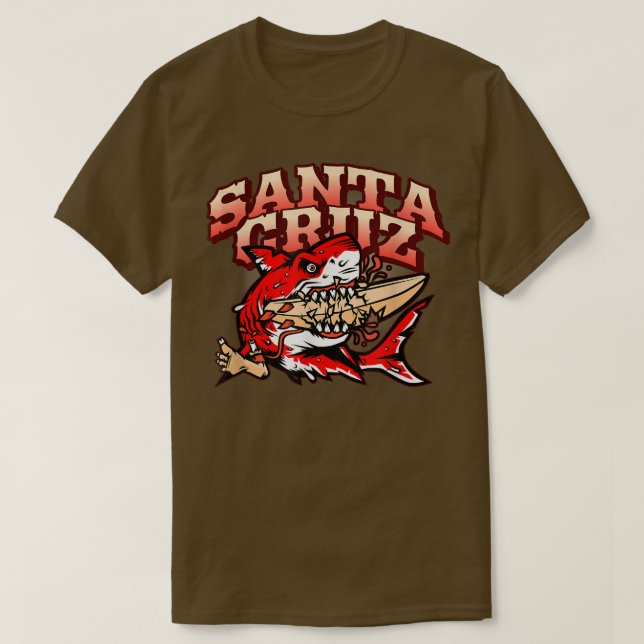 Retro Santa Cruz California Underbar White Shark V T Shirt (Design framsida)