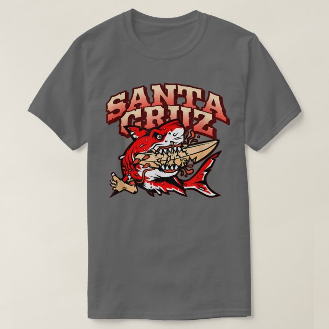 Retro Santa Cruz California Underbar White Shark V T Shirt (Design framsida)