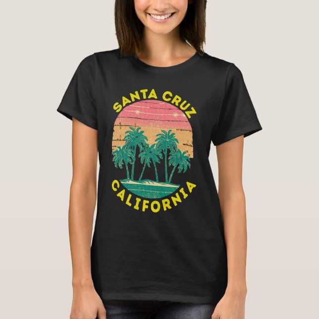 Retro Santa Cruz California Vacation Souvenir Hand T Shirt (Framsida)