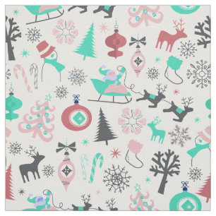 Retro Santa Deers julFabric Tyg