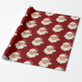 Retro Santa Face Christmas Red Presentpapper