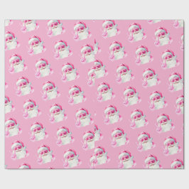 Retro Santa Face Peace Sign Christmas Pink Presentpapper
