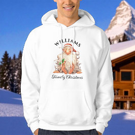 Retro Santa Familjejul med Namn och år Hoodie