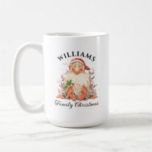 Retro Santa Familjejul med Namn och år Kaffemugg