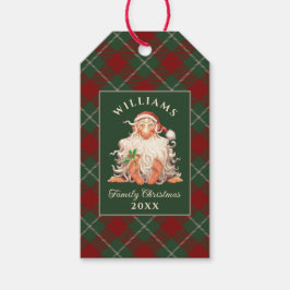 Retro Santa Familjejul med Namn och år Presentetikett