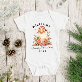 Retro Santa Familjejul med Namn och år T Shirt