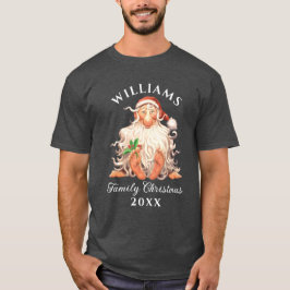 Retro Santa Familjejul med Namn och år T Shirt