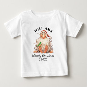 Retro Santa Familjejul med namn och år T Shirt