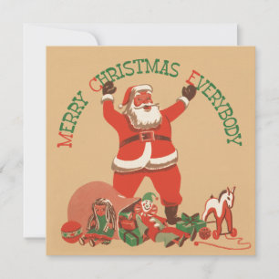Retro Santa Flat-julkort Julkort